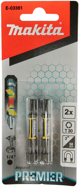 Набір біт Makita T30 x 50 мм 2 шт (0088381570022) - зображення 1