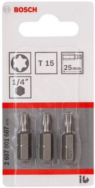 Набір біт Bosch T15 x 25 мм 3 шт (3165140301336) - зображення 1