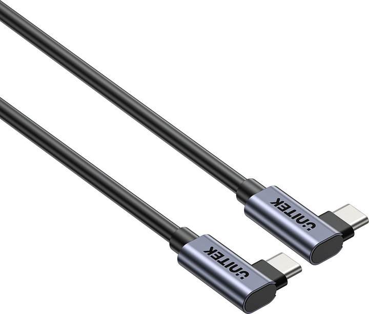 Kabel Unitek USB-C PD 100W Dual 90 Degree 0.5 m Black (C14147ABK01-0.5M) - obraz 4