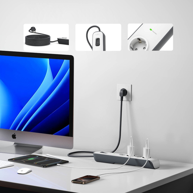 Мережевий фільтр Belkin Surge Protectors 4 розетки (BSV400VF2M-V2) - зображення 5