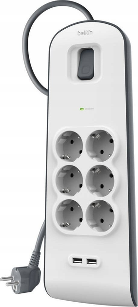 Мережевий фільтр Belkin Surge Protectors 6 розеток (BSV604VF2M-V2) - зображення 2