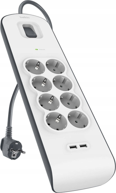 Мережевий фільтр Belkin Surge Protectors 8 розеток (BSV804VF2M-V2) - зображення 1