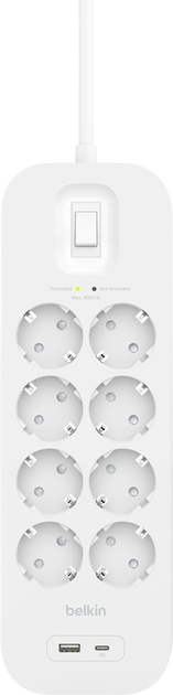 Listwa przeciwprzepięciowa Belkin Surge Protectors 8 gniazd (SRB003VF2M-V2) - obraz 2