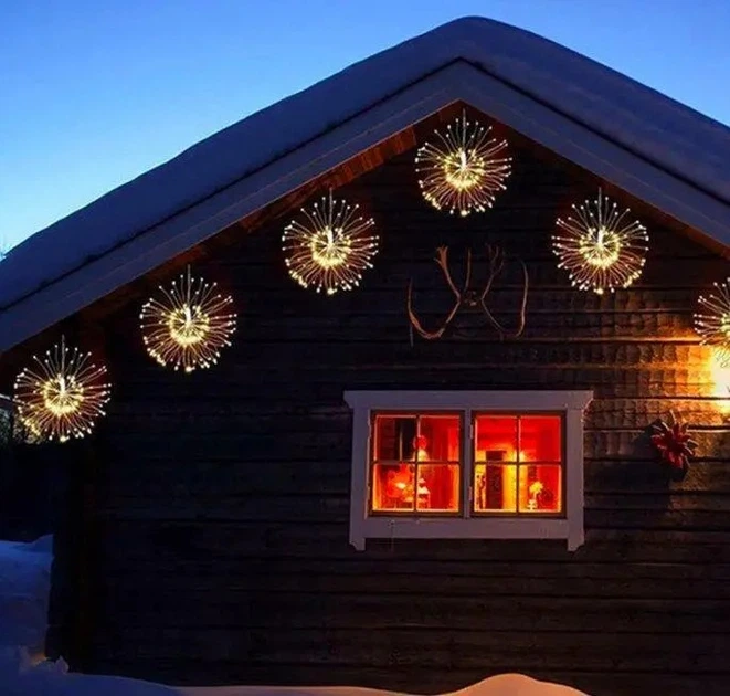 Світлодіодна гірлянда "Феєрверк", 500 LED, теплий білий, 5 пучків, 8 режимів - зображення 2
