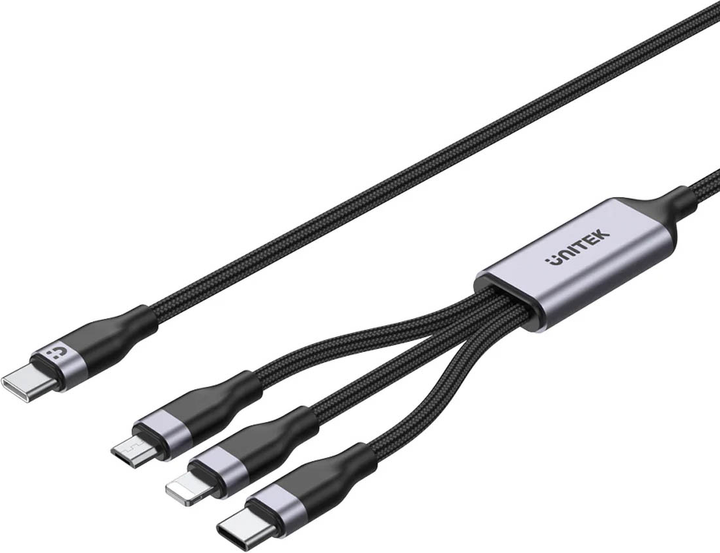 Kabel Unitek 3-in-1 USB-C - Lightning/USB-C/Micro USB 1.5 m Black (C14101AGY01-1.5M) - obraz 2