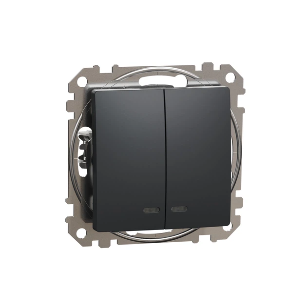 Вимикач двоклавішний Schneider Electric Sedna Design з підсвіткою чорний SDD114105L - Фото 1 Вимикач двоклавішний Schneider Electric Sedna Design з підсвіткою чорний SDD114105L - зображення 1