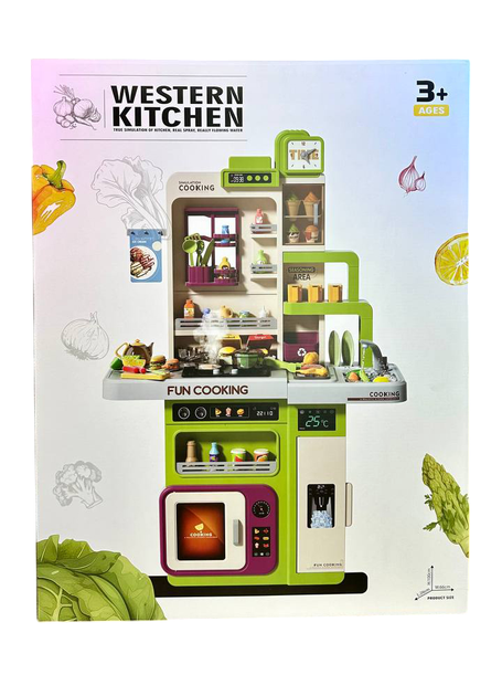 Игрушечная кухня с подсветкой звуковыми эффектами паром и помповой подачей воды 91 элемент Зленый - Фото 4 Игрушечная кухня с подсветкой звуковыми эффектами паром и помповой подачей воды 91 элемент Зленый - изображение 4
