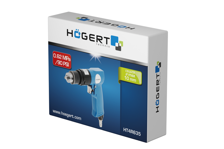 Пневматическая дрель Hogert 10 мм для профессионального использования (HT4R635) - Фото 2 Пневматическая дрель Hogert 10 мм для профессионального использования (HT4R635) - изображение 2
