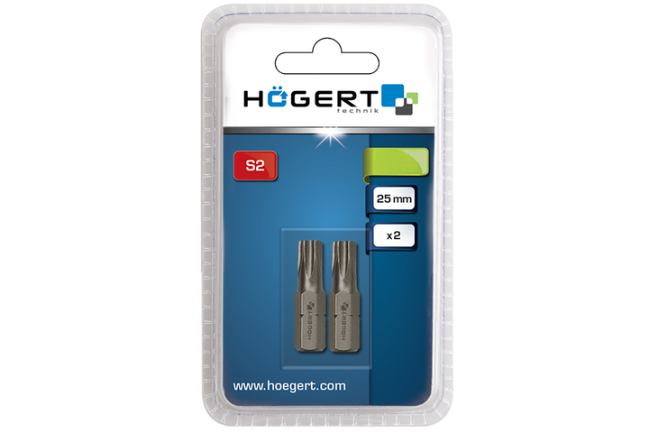 Биты короткие TORX T30 25 мм сталь S2 для шуруповерта 2 шт Hogert (HT1S366) - изображение 2