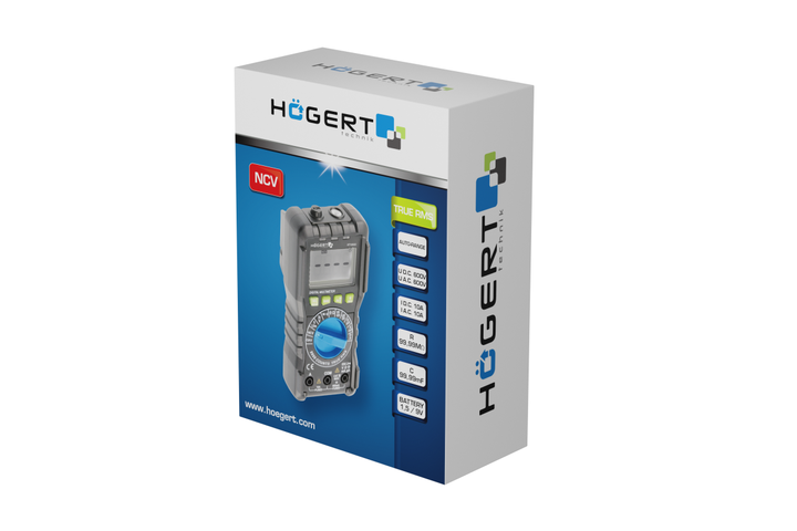 Цифровой мультиметр Hogert с подсветкой дисплея для измерений (HT1E600) - Фото 2 Цифровой мультиметр Hogert с подсветкой дисплея для измерений (HT1E600) - изображение 2