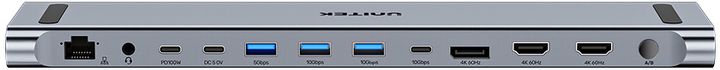 Przełącznik KVM Unitek uHUB15+ USB-C Triple 4K (D1106AGY01) - obraz 3