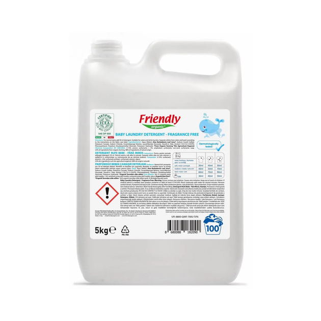 Органический жидкий стиральный порошок Friendly Organic без запаха 5000 мл (100 стирок) - Фото 9 Органический жидкий стиральный порошок Friendly Organic без запаха 5000 мл (100 стирок) - изображение 9