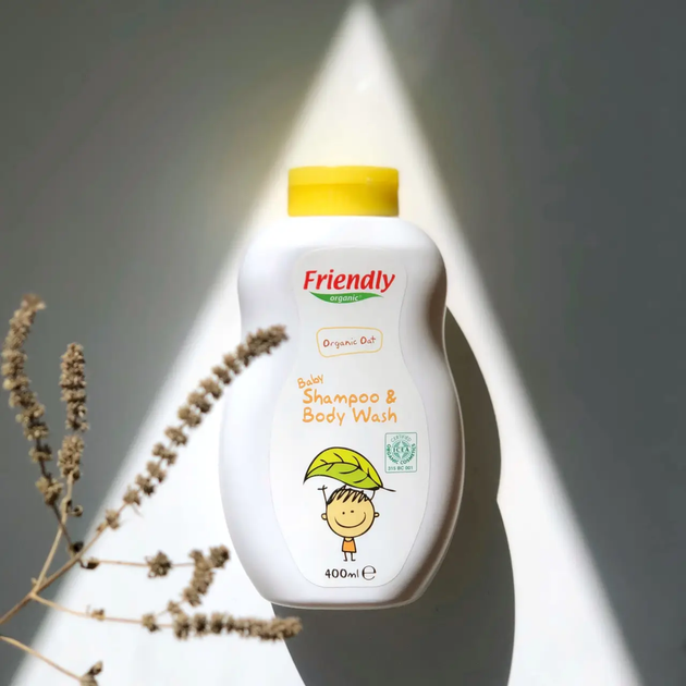 Органический детский шампунь-гель Friendly Organic с экстрактом овса 400 мл - изображение 11
