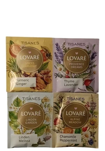 Набор чая без кофеина Lovare Tisanes Blend Assorted Трав'яне Асорті в пакетиках 50 шт*1,5 г - Фото 2 Набор чая без кофеина Lovare Tisanes Blend Assorted Трав'яне Асорті в пакетиках 50 шт*1,5 г - изображение 2