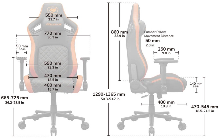 Крісло геймерське Cougar Defensor F Black-Orange (CGR-DFF) - зображення 14