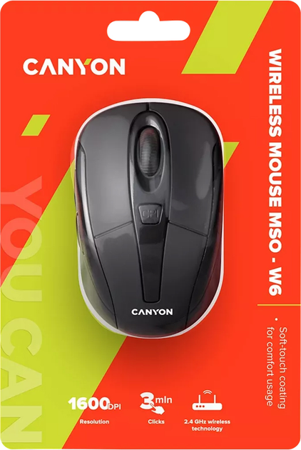 Миша Canyon MSO-W6 Wireless Black (CNR-MSOW06B) - зображення 4