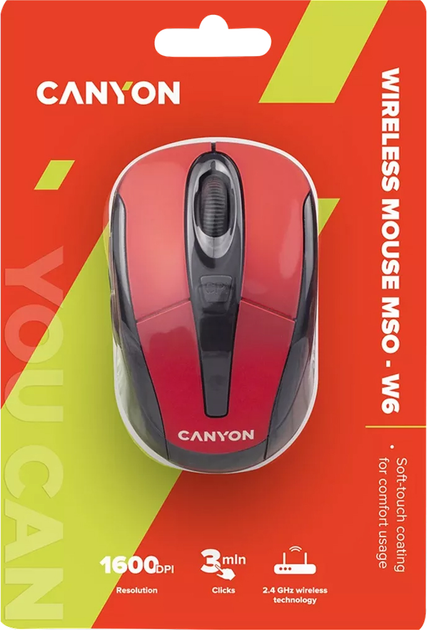 Mysz Canyon MSO-W6 Wireless Black/Red (CNR-MSOW06R) - obraz 4