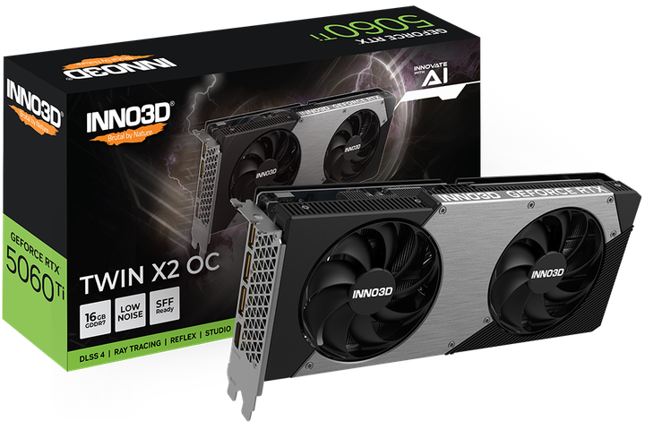 Видеокарта INNO3D GeForce RTX 5060 Ti 16GB TWIN X2 OC (N506T2-16D7X-191073N) - изображение 2