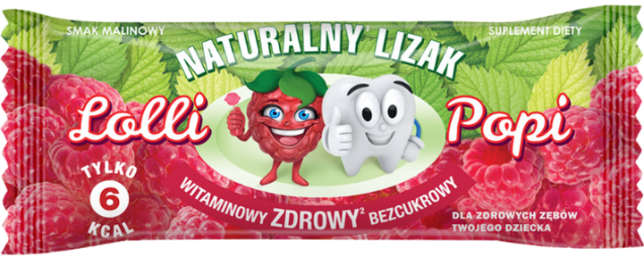 Упаковка натуральних льодяників Life Pharma Lolli Popi Малина 40 шт (5906395561049) - зображення 1
