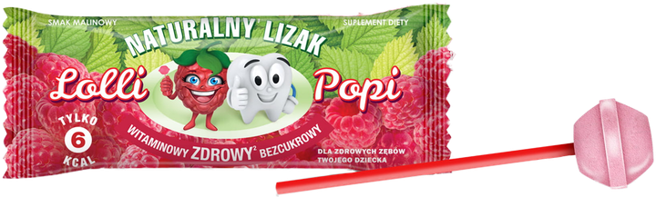 Упаковка натуральних льодяників Life Pharma Lolli Popi Малина 40 шт (5906395561049) - зображення 2
