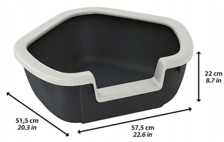Kuweta dla kotów Ferplast Dama narożna Czarna (8010690096681) - obraz 2