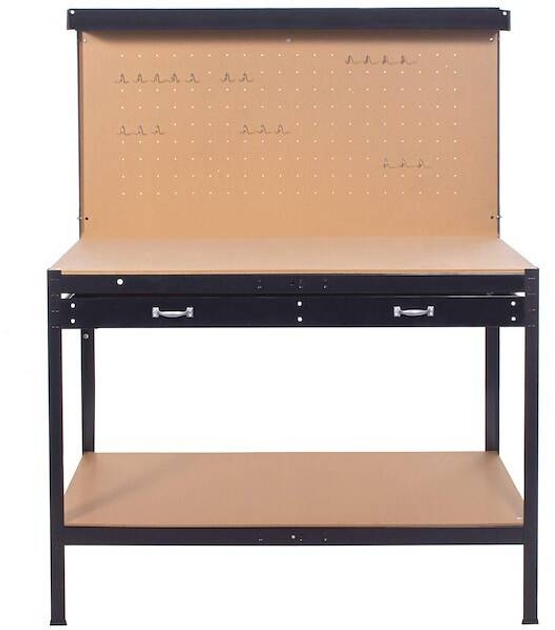 Stół warsztatowy Springos 120 x 60 x 155 cm z blatem roboczym i szufladą czarno-brązowy (5907719476261) - obraz 4