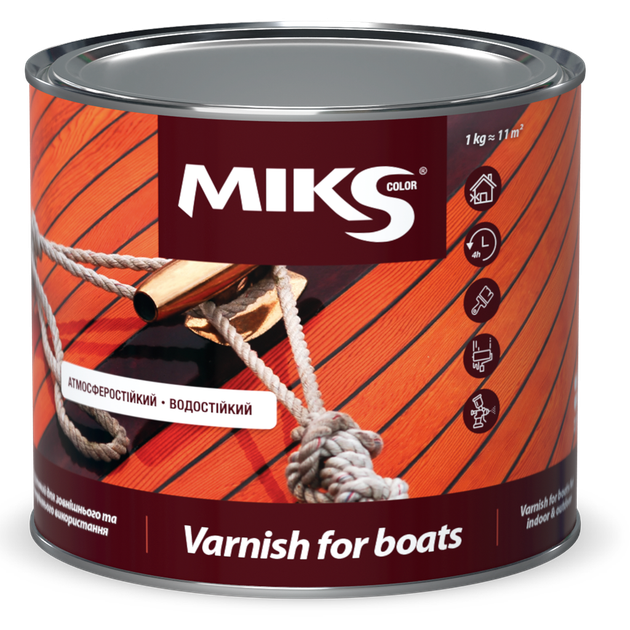 Лак яхтный уретановый Miks Color глянцевый 0.8кг - Фото 1 Лак яхтный уретановый Miks Color глянцевый 0.8кг - изображение 1