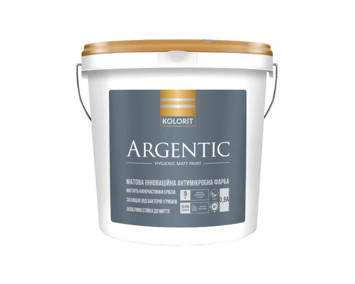 Фарба інтер'єрна антимікробна Kolorit Argentic (Колоріт Аргентік) 0.9л ( біла В1) - зображення 2