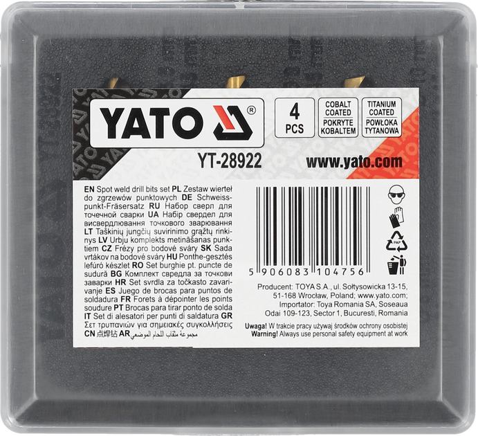 Набір свердел для точкового зварювання Yato YT-28922 4 шт (5906083104756) - зображення 4