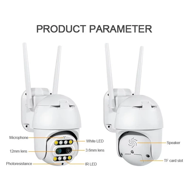 Поворотная PTZ камера наблюдения CF26 Wi Fi уличная с объективами 4 мм и 12 мм Full HD 2 Мп - Фото 3 Поворотная PTZ камера наблюдения CF26 Wi Fi уличная с объективами 4 мм и 12 мм Full HD 2 Мп - изображение 3