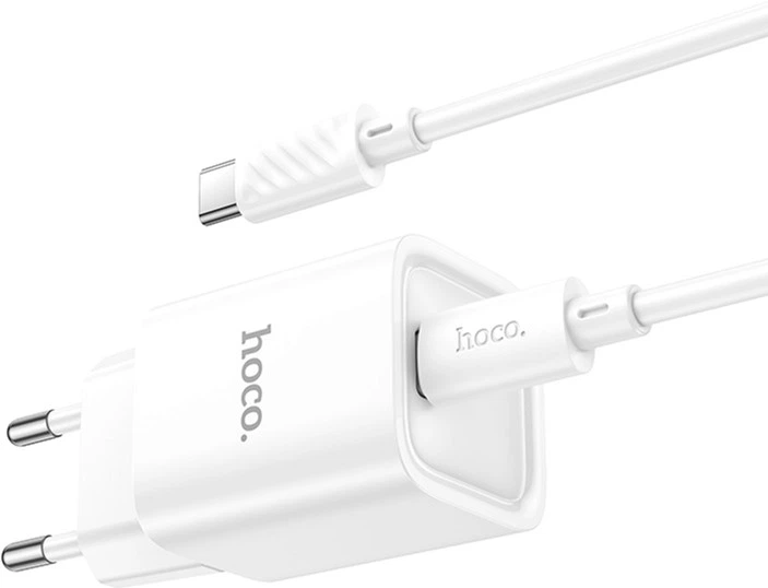 Мережевий зарядний пристрій з кабелем Hoco C148A Charm single port PD30W charger set (C to C) (EU) White (6942007630320) - Фото 3 Мережевий зарядний пристрій з кабелем Hoco C148A Charm single port PD30W charger set (C to C) (EU) White (6942007630320) - зображення 3