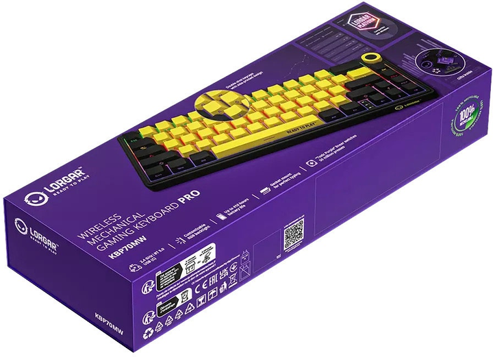 Klawiatura bezprzewodowa Lorgar RGB USB/Wireless Yellow (LRG-KBP70MW-YL-US) - obraz 10