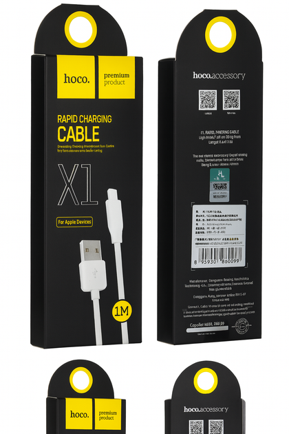 Кабель для iPhone HOCO lightning X1 1м, быстрая зарядка Белый - Фото 2 Кабель для iPhone HOCO lightning X1 1м, быстрая зарядка Белый - изображение 2