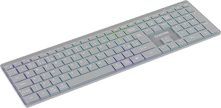 Клавіатура бездротова Canyon HKB-W11 Slim Dual Mode Wireless/Bluetooth RGB Grey (CNS-HBTK11G) - зображення 4