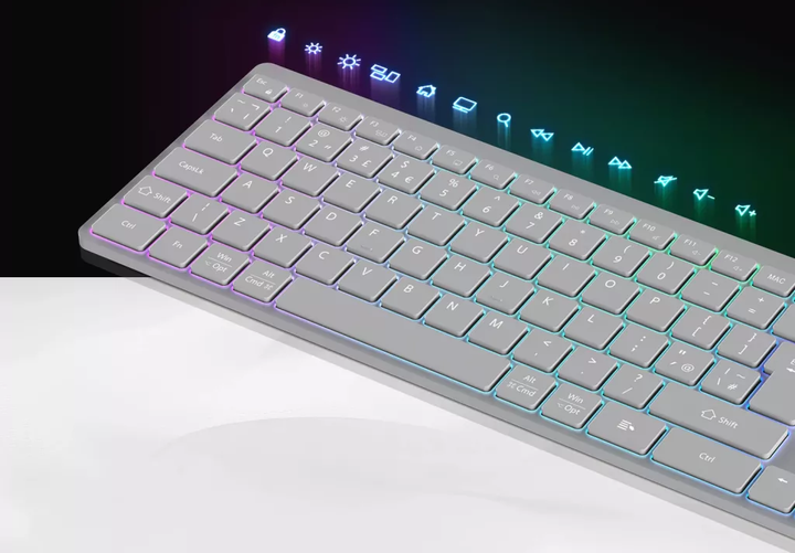 Клавіатура бездротова Canyon HKB-W11 Slim Dual Mode Wireless/Bluetooth RGB Grey (CNS-HBTK11G) - зображення 6