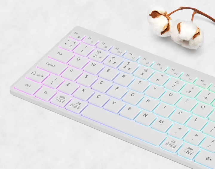 Клавіатура бездротова Canyon HKB-W11 Slim Dual Mode Wireless/Bluetooth RGB White (CNS-HBTK11W) - зображення 6