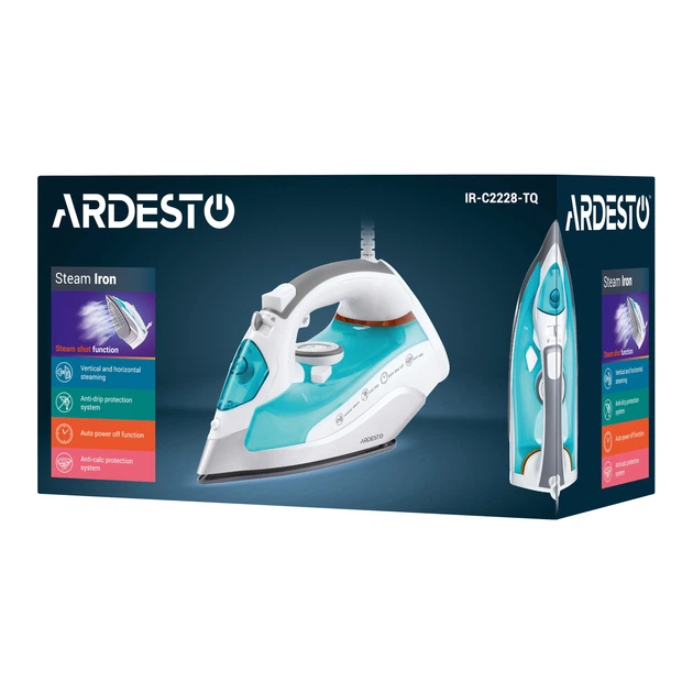 Праска Ardesto IR-C2228-TQ, 2200Вт, 280мл, паровий удар-100гр, керамічна підошва, голубий (00110848) - изображение 12