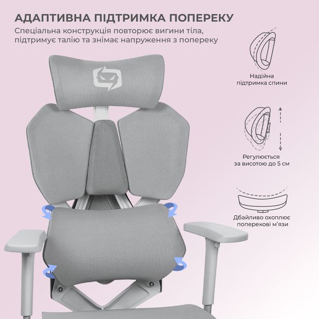 Кресло геймерское SIHOO Xallking X5C Mesh Grey (X5FC-N101) - Фото 8 Кресло геймерское SIHOO Xallking X5C Mesh Grey (X5FC-N101) - изображение 8