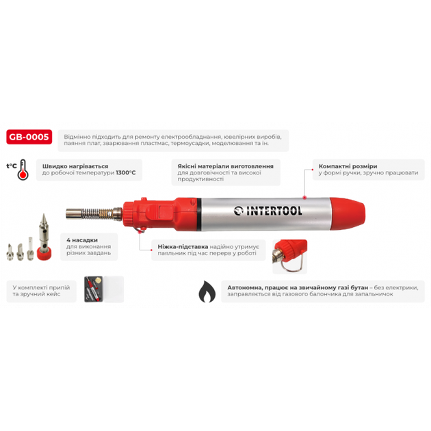 Микропальник с комплектом аксессуаров 7 ед. INTERTOOL GB-0005 12 мл Микрогорелка - Фото 9 Микропальник с комплектом аксессуаров 7 ед. INTERTOOL GB-0005 12 мл Микрогорелка - изображение 9