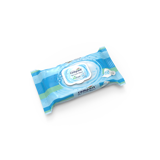 Вологий туалетний папір Ultra Compact BioFlush 42 шт з клапаном (306363)