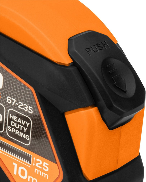 Рулетка NEO Tools сталева 10 м x 25 мм з автоматичним блокуванням, кнопкою зупинки та магнітом 67-235 (5907558472226) - зображення 6