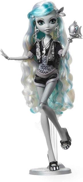 Кукла Monster High Lagoona Blue Black and White Reproduction and Pet - Монстр Хай Голубая Лагуна, черно-белая с домашним животным (HKN30) - Фото 3 Кукла Monster High Lagoona Blue Black and White Reproduction and Pet - Монстр Хай Голубая Лагуна, черно-белая с домашним животным (HKN30) - изображение 3