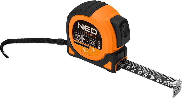 Рулетка NEO Tools Super Black сталева 3 м x 16 мм з автоматичним блокуванням, 2 кнопками стоп та магнітом 67-241 (5907558472233) - зображення 2