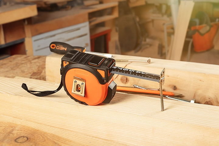 Рулетка NEO Tools Super Black сталева 5 м x 25 мм з автоматичним блокуванням, 2 кнопками стоп та магнітом 67-243 (5907558472257) - зображення 8
