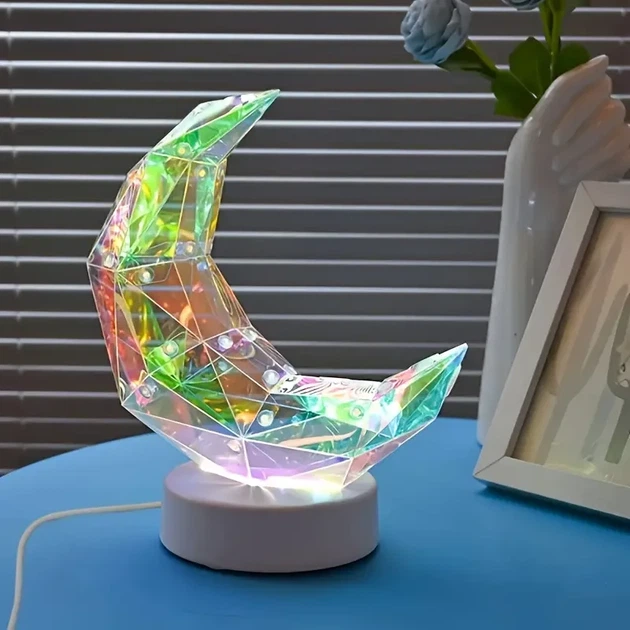 Светильник ночник LED "Хрустальная Луна" с USB, декоративная лампа для декора детской, спальни - изображение 4
