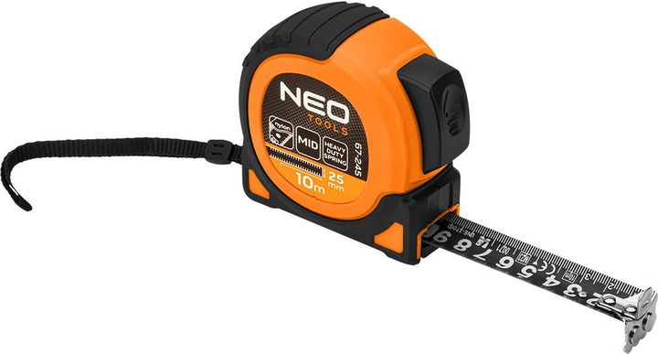 Рулетка NEO Tools Super Black сталева 10 м x 25 мм з автоматичним блокуванням, 2 кнопками стоп та магнітом 67-245 (5907558472271) - зображення 2