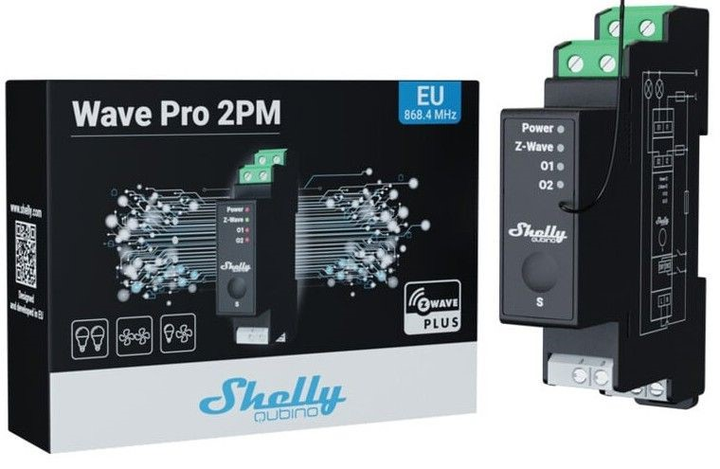Розумний перемикач Shelly Relais "Wave Pro 2PM" max 25A Z-Wave DIN-Rail (3800235269121) - зображення 2