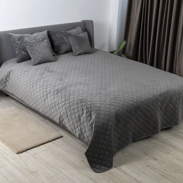 Покривало ТЕП "VELOUR" Сіре/Ромб круглий, 220x240 - Фото 3 Покривало ТЕП "VELOUR" Сіре/Ромб круглий, 220x240 - зображення 3