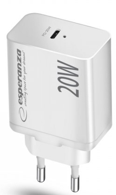 Ładowarka sieciowa Esperanza 20W USB-C PD White (5901299960554) - obraz 2