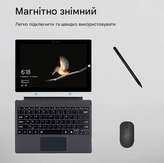 Бездротова клавіатура Synchro для Microsoft Surface Pro 3/4/5/6/7/7+ Black (R4083130820250) - зображення 5